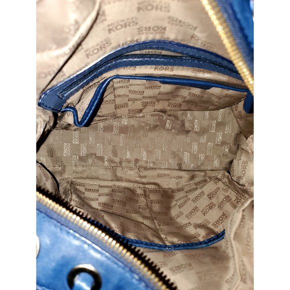 Michael Kors Blue Leather Handbag With Braided Handles & Tassel Detailing - Picture 11 of 11
